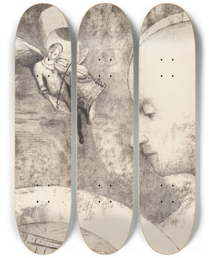 Triptych art skateboard deck of Odilon Redon Lart Celeste The Celestial Art by Odilon Redon (1840-1916)