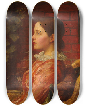 Triptych art skateboard deck of George Frederic Watts Alice by George Frederic Watts (1817-1904)