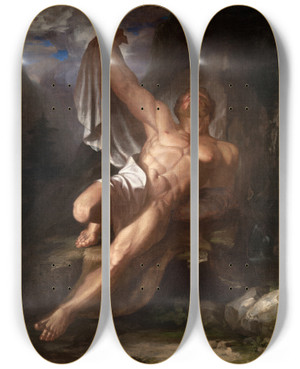 Triptych art skateboard deck of Samuel Finley Breese Morse Dyinghercules by Samuel Finley Breese Morse (1791-1872)