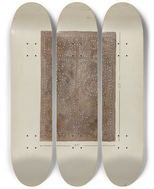 Triptych art skateboard deck of Geoffrey Holt Pierced Metal Screen From Confessional_2 by Geoffrey Holt (20-)