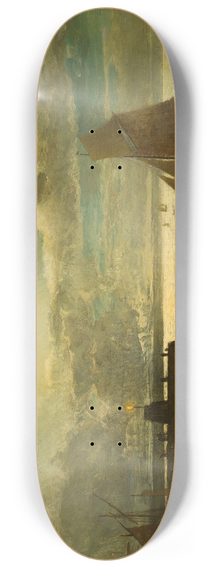 Alfred Wahlberg - Moonlit Landscape 8.25 inch art skate deck