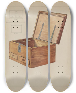 Triptych art skateboard deck of Frederick Jackson Chest by Frederick Jackson