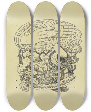 Triptych art skateboard deck of Hans Thoma Book Plate Daniela Thode by Hans Thoma (1839-1924)