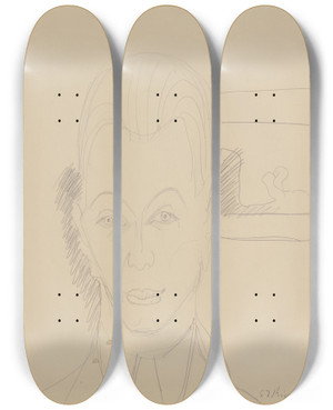 Triptych art skateboard deck of Ernst Ludwig Kirchner Selfportrait_2 by Ernst Ludwig Kirchner (1880-1938)