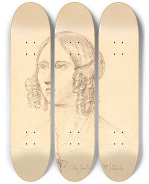 Triptych art skateboard deck of Johan Thomas Lundbye Louise Marie Neergaard by Johan Thomas Lundbye (1818-1848)