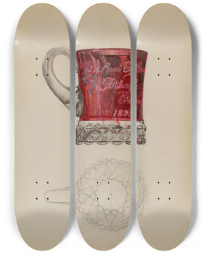Triptych art skateboard deck of Albert Eyth Ruby Mug by Albert Eyth (20-)