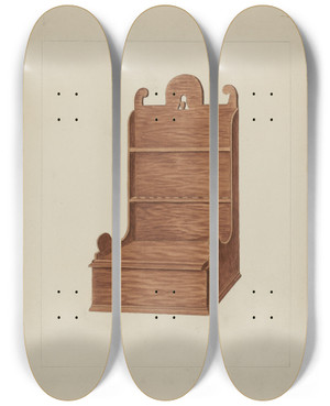 Triptych art skateboard deck of Frederick Jackson Spoon Rack by Frederick Jackson