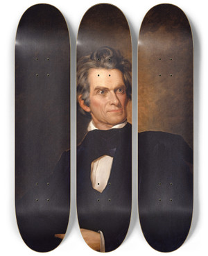 Triptych art skateboard deck of George Peter Alexander Healy John C Calhoun by George Peter Alexander Healy (1813-1894)