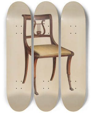 Triptych art skateboard deck of Lawrence Phillips Side Chair_1 by Lawrence Phillips