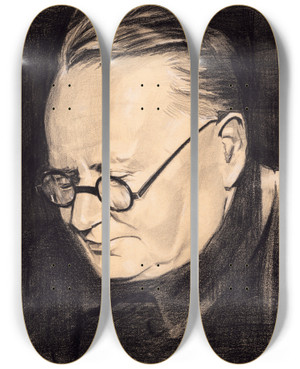 Triptych art skateboard deck of Samuel Johnson Woolf Maxim Litvinov by Samuel Johnson Woolf (1880-1948)