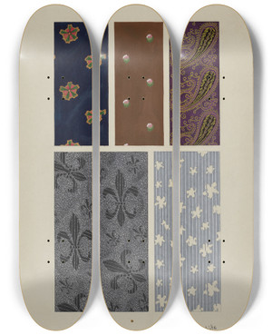 Triptych art skateboard deck of Edward White Quilt Patches_2 by Edward White (1864-1908)