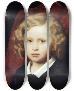 Triptych art skateboard deck of Hendrik Scheffer Portrait Prsum De Aryarnold Scheffer by Hendrik Scheffer (1798-1862)