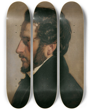 Triptych art skateboard deck of Friedrich Von Amerling Der Maler Friedrich Gauermann by Friedrich Von Amerling (1803-1887)