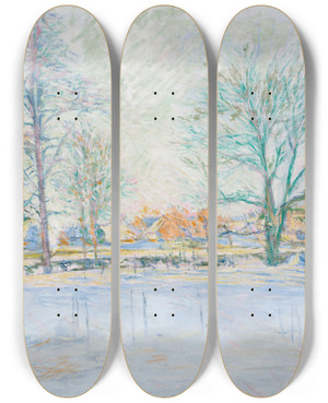 Triptych art skateboard deck of Jzef Pankiewicz Landscape From Czarnolas by Jozef Pankiewicz (1866-1940)