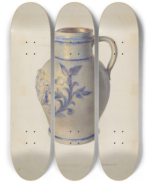 Triptych art skateboard deck of Carl Buergerniss Pitcher_1 by Carl Buergerniss (20-)