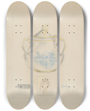 Triptych art skateboard deck of Joseph Sudek Sugar Bowl_2 by Joseph Sudek