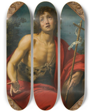 Triptych art skateboard deck of Matteo Rosselli Saint John The Baptist_1 by Matteo Rosselli (1578-1650)