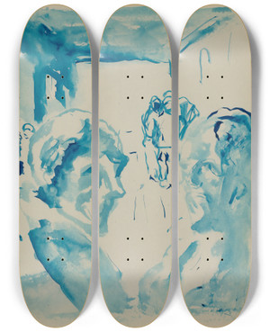 Triptych art skateboard deck of Edvard Munch Untitled 6 by Edvard Munch (1863-1944)
