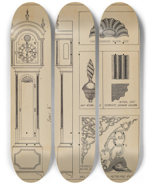 Triptych art skateboard deck of John Dieterich Clock Case_2 by John Dieterich