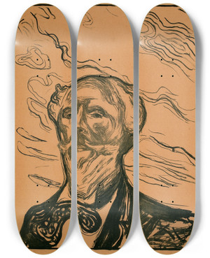Triptych art skateboard deck of Edvard Munch Holger Drachmann by Edvard Munch (1863-1944)