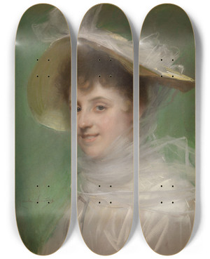 Triptych art skateboard deck of Emile Charles Wauters Spring by Emile Charles Wauters (1846-1933)