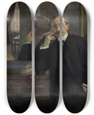 Triptych art skateboard deck of Charles Giron Portrait De Philippe Monnier 18641911 by Charles Giron (1850-1914)