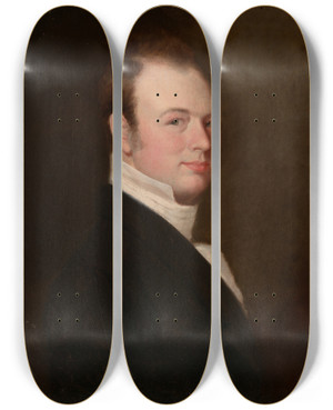 Triptych art skateboard deck of John Goffe Rand Selfportrait by John Goffe Rand (1801-1873)