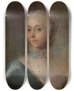 Triptych art skateboard deck of Carl Gustaf Pilo Dameportrt by Carl Gustaf Pilo (1711-1793)