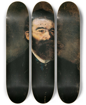 Triptych art skateboard deck of Anton Romako Der Internist Professor Samuel Stern by Anton Romako (1832-1889)