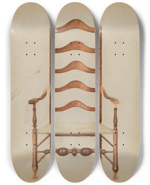 Triptych art skateboard deck of Hans Westendorff Chair by Hans Westendorff