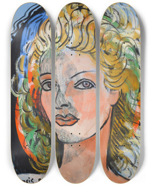 Triptych art skateboard deck of Francis Picabia La Blonde by Francis Picabia (1879-1953)
