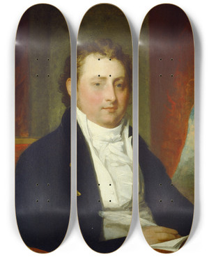 Triptych art skateboard deck of Gilbert Stuart Edward Stow by Gilbert Stuart (1755-1828)