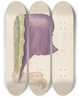 Triptych art skateboard deck of Sara Garfinkel Bonnet_2 by Sara Garfinkel