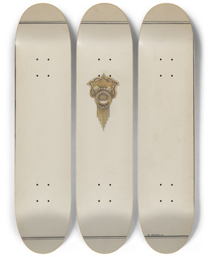 Triptych art skateboard deck of Madeline Arnold Brooch_2 by Madeline Arnold