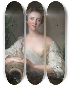 Triptych art skateboard deck of Jeanmarc Nattier The Spring La Source by Jean Marc Nattier (1685-1766)