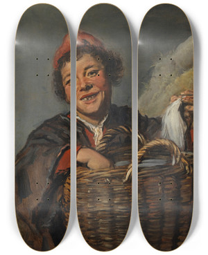 Triptych art skateboard deck of Frans Hals A Fisherboy by Frans Hals (1581-1666)