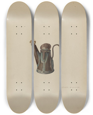 Triptych art skateboard deck of Oscar Bluhme Miners Lamp by Oscar Bluhme