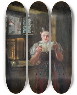 Triptych art skateboard deck of Albin Egger Lienz Von Ihm by Albin Egger Lienz (1868-1926)
