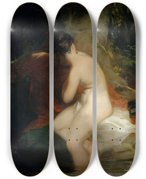 Triptych art skateboard deck of Thomas Sully Musidora by Thomas Sully (1783-1872)