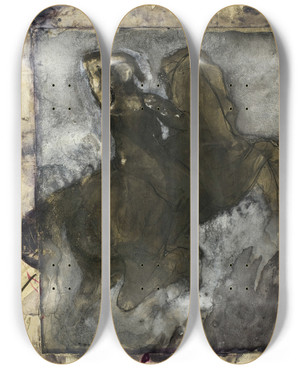 Triptych art skateboard deck of Auguste Rodin Horseman by Auguste Rodin (1840-1917)