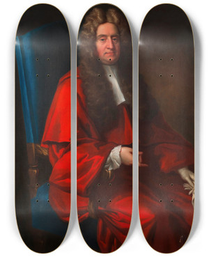 Triptych art skateboard deck of Jonathan Richardson The Elder Joseph Jekyll by Jonathan Richardson The Elder (1667-1745)