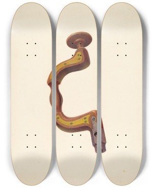 Triptych art skateboard deck of William H Edwards Carpenters Brace by William H Edwards