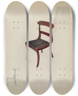 Triptych art skateboard deck of Edna C Rex Side Chair_2 by Edna C Rex (1893-1972)