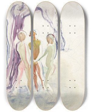 Triptych art skateboard deck of Magnus Enckell Boys by Magnus Enckell (1870-1925)