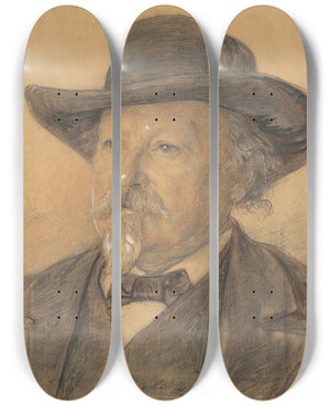 Triptych art skateboard deck of Jan Veth Portret Van Philip Van Der Kellen by Jan Veth (1864-1925)