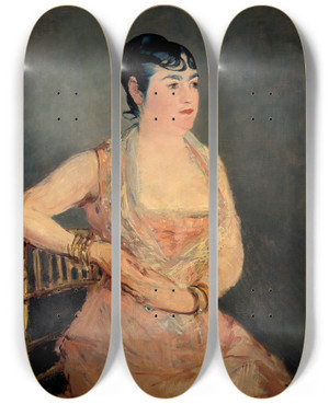 Triptych art skateboard deck of Douard Manet Lady In Pink by douard Manet (1832-1883)