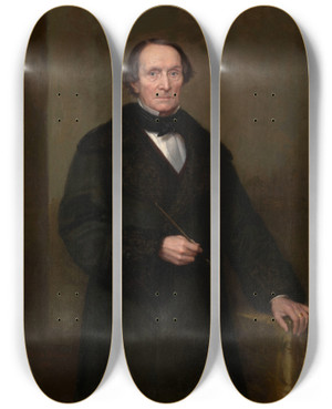 Triptych art skateboard deck of Oskar Begas The Painter Peter Von Cornelius by Oskar Begas