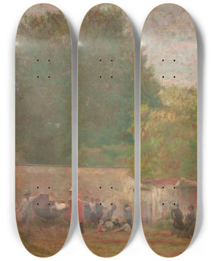 Triptych art skateboard deck of Eliseu Visconti Saint Hubert by Eliseu Visconti (1866-1944)