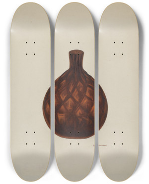 Triptych art skateboard deck of Chris Makrenos Pocket Flask by Chris Makrenos (20-)