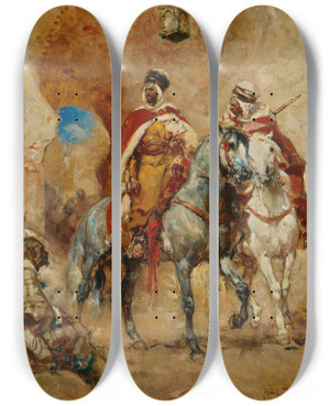 Triptych art skateboard deck of Henri Milien Rousseau Chevaliers Devant La Citadelle by Henri milien Rousseau (1875-1933)